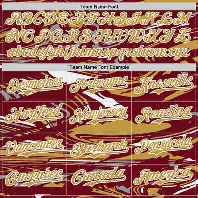 Custom Figure Old Gold Crimson Cream-White Fluid Pattern Bomber Full-Snap Varsity Letterman Hoodie Jacket