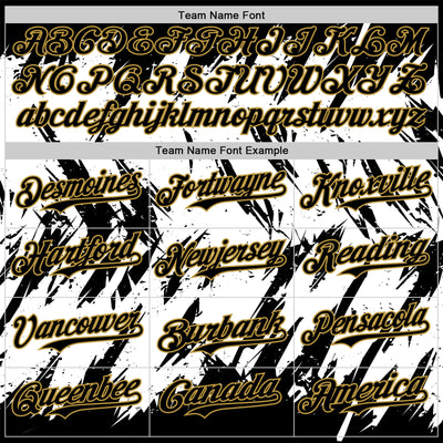 Custom Black White-Old Gold Abstract Sharp Shape Fragment Pattern Bomber Full-Snap Varsity Letterman Hoodie Jacket