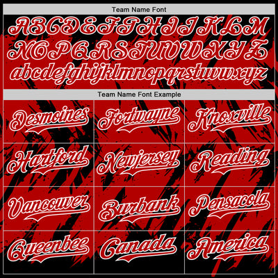 Custom Black Red-White Abstract Sharp Shape Fragment Pattern Bomber Full-Snap Varsity Letterman Hoodie Jacket