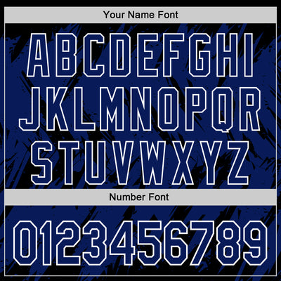 Custom Black Royal-White Abstract Sharp Shape Fragment Pattern Bomber Full-Snap Varsity Letterman Hoodie Jacket