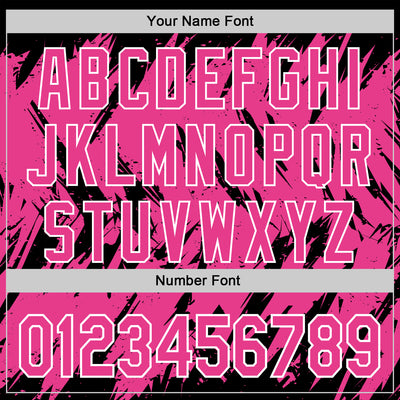 Custom Black Pink-White Abstract Sharp Shape Fragment Pattern Bomber Full-Snap Varsity Letterman Hoodie Jacket