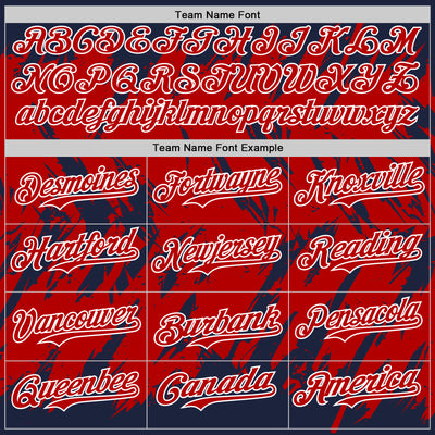 Custom Navy Red-White Abstract Sharp Shape Fragment Pattern Bomber Full-Snap Varsity Letterman Hoodie Jacket