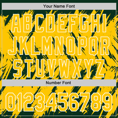 Custom Green Yellow Gold-White Abstract Sharp Shape Fragment Pattern Bomber Full-Snap Varsity Letterman Hoodie Jacket