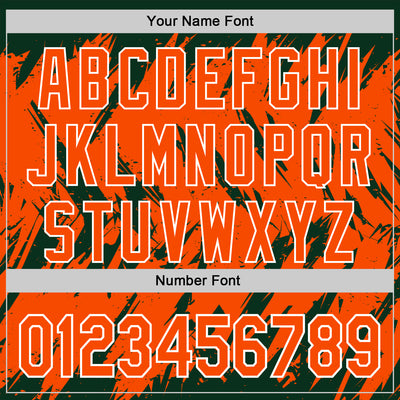 Custom Green Orange-White Abstract Sharp Shape Fragment Pattern Bomber Full-Snap Varsity Letterman Hoodie Jacket