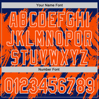 Custom Royal Orange-White Abstract Sharp Shape Fragment Pattern Bomber Full-Snap Varsity Letterman Hoodie Jacket