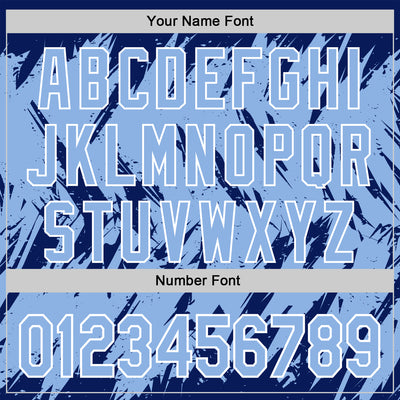 Custom Royal Light Blue-White Abstract Sharp Shape Fragment Pattern Bomber Full-Snap Varsity Letterman Hoodie Jacket