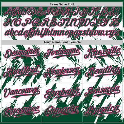 Custom Kelly Green White-Pink Abstract Sharp Shape Fragment Pattern Bomber Full-Snap Varsity Letterman Hoodie Jacket