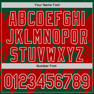 Custom Kelly Green Red-White Abstract Sharp Shape Fragment Pattern Bomber Full-Snap Varsity Letterman Hoodie Jacket