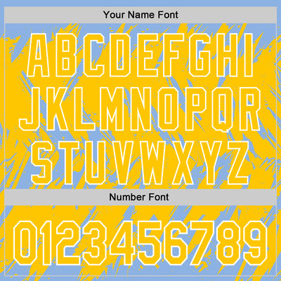 Custom Light Blue Yellow-White Abstract Sharp Shape Fragment Pattern Bomber Full-Snap Varsity Letterman Hoodie Jacket