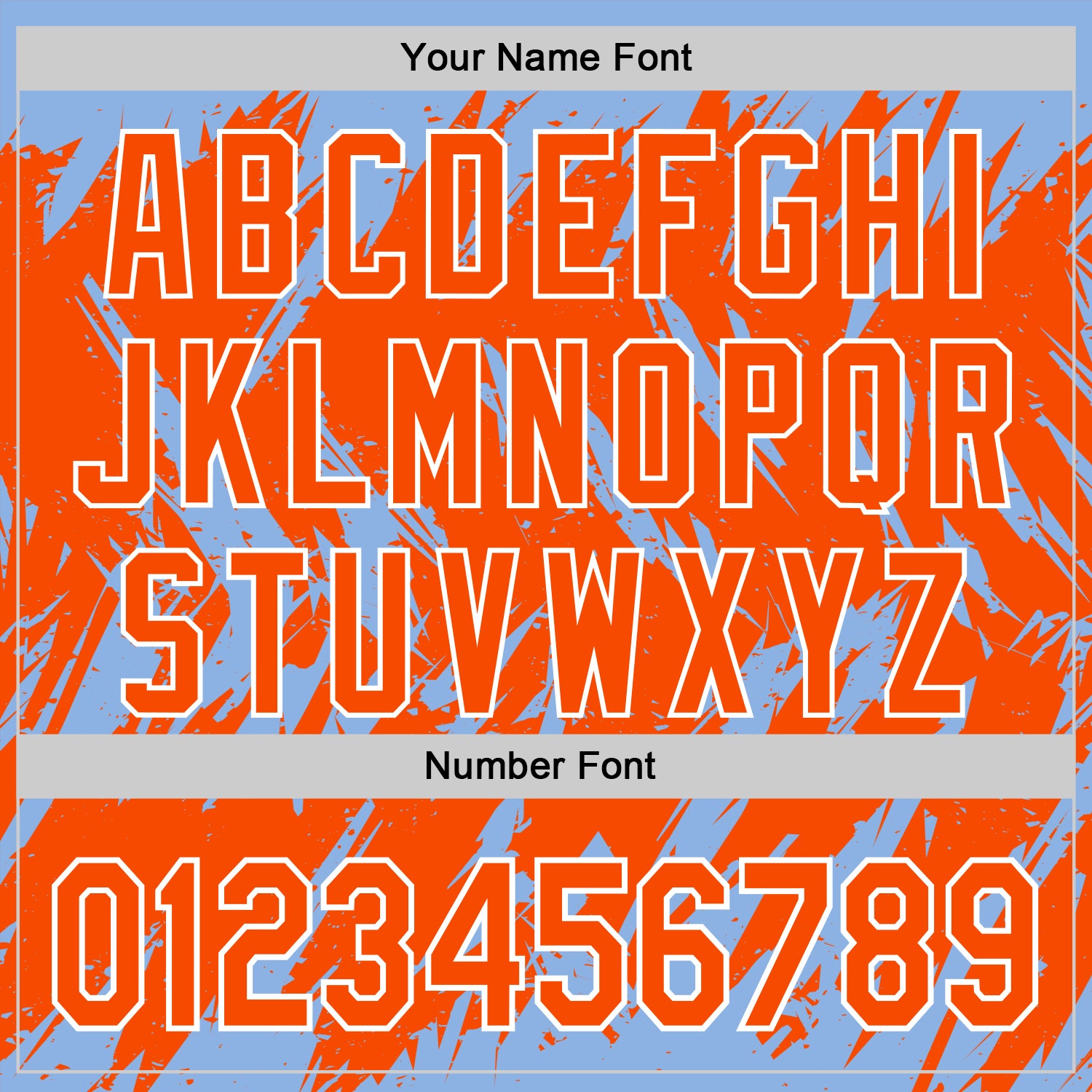 Custom Light Blue Orange-White Abstract Sharp Shape Fragment Pattern Bomber Full-Snap Varsity Letterman Hoodie Jacket