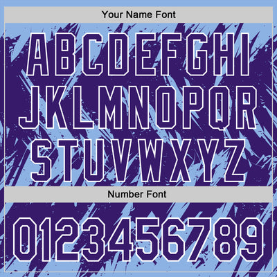 Custom Light Blue Purple-White Abstract Sharp Shape Fragment Pattern Bomber Full-Snap Varsity Letterman Hoodie Jacket