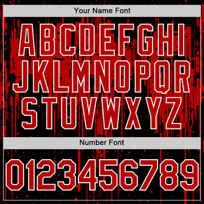 Custom Black Red-White Dripping Splatter Bomber Full-Snap Varsity Letterman Hoodie Jacket