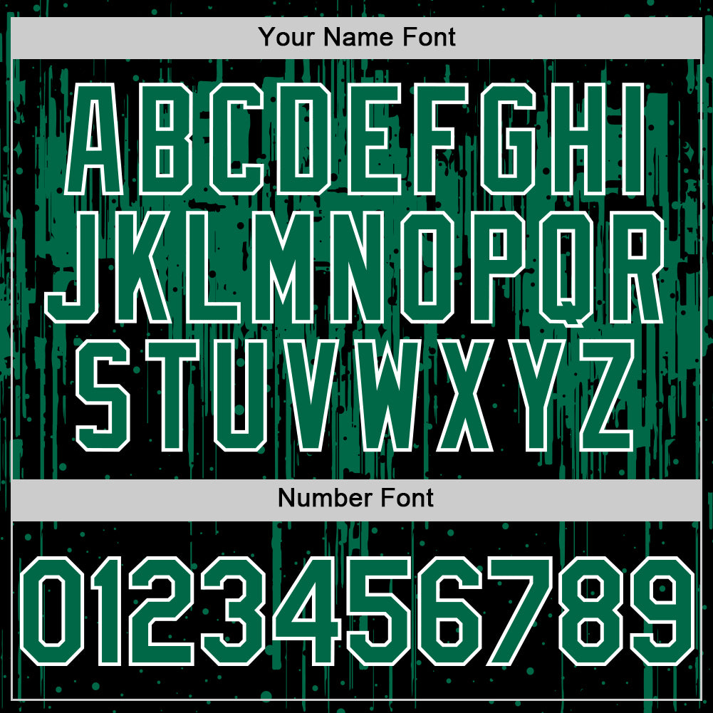 Custom Black Kelly Green-White Dripping Splatter Bomber Full-Snap Varsity Letterman Hoodie Jacket