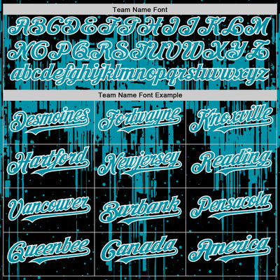 Custom Black Teal-White Dripping Splatter Bomber Full-Snap Varsity Letterman Hoodie Jacket