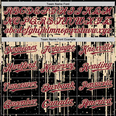 Custom Black Crimson-City Cream Dripping Splatter Bomber Full-Snap Varsity Letterman Hoodie Jacket