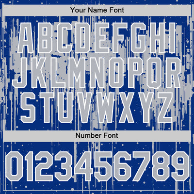 Custom Royal Gray-White Dripping Splatter Bomber Full-Snap Varsity Letterman Hoodie Jacket