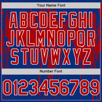 Custom Royal Red-White Dripping Splatter Bomber Full-Snap Varsity Letterman Hoodie Jacket