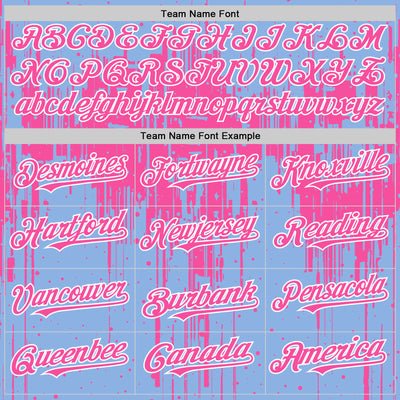 Custom Light Blue Pink-White Dripping Splatter Bomber Full-Snap Varsity Letterman Hoodie Jacket