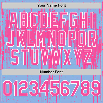 Custom Light Blue Pink-White Dripping Splatter Bomber Full-Snap Varsity Letterman Hoodie Jacket