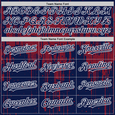 Custom Navy Crimson-White Dripping Splatter Bomber Full-Snap Varsity Letterman Hoodie Jacket