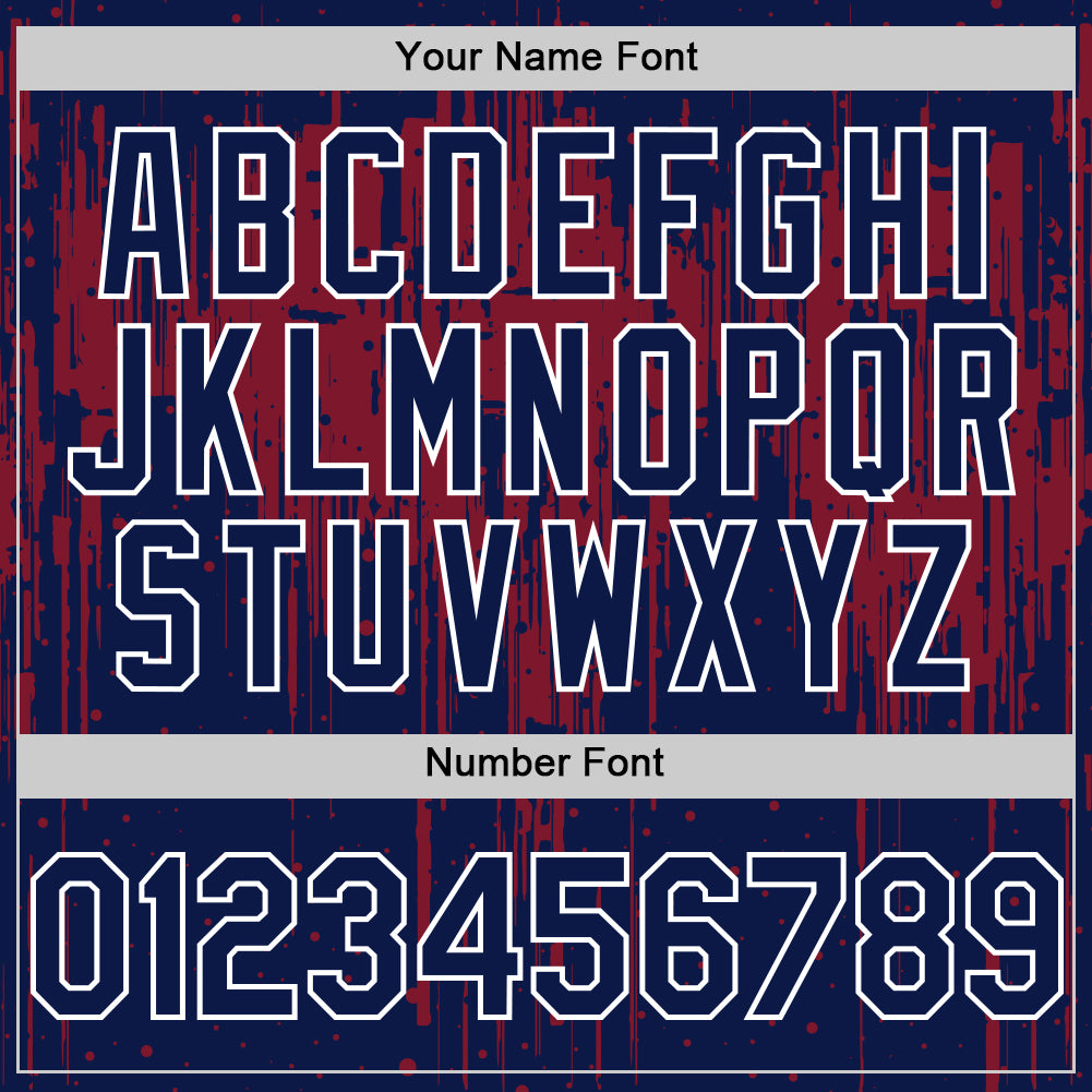 Custom Navy Crimson-White Dripping Splatter Bomber Full-Snap Varsity Letterman Hoodie Jacket