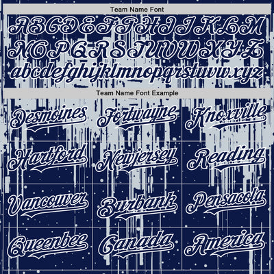 Custom Navy Silver-White Dripping Splatter Bomber Full-Snap Varsity Letterman Hoodie Jacket