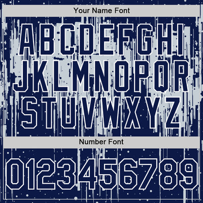 Custom Navy Silver-White Dripping Splatter Bomber Full-Snap Varsity Letterman Hoodie Jacket