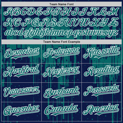 Custom Navy Teal-White Dripping Splatter Bomber Full-Snap Varsity Letterman Hoodie Jacket