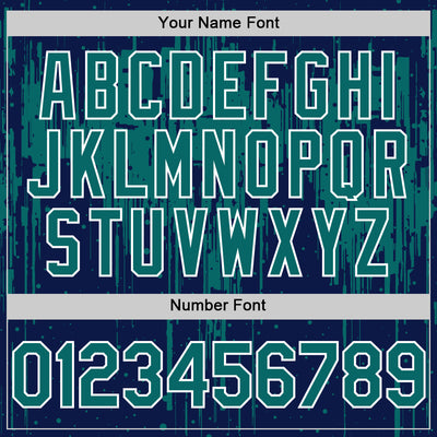 Custom Navy Teal-White Dripping Splatter Bomber Full-Snap Varsity Letterman Hoodie Jacket