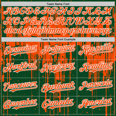 Custom Green Orange-White Dripping Splatter Bomber Full-Snap Varsity Letterman Hoodie Jacket