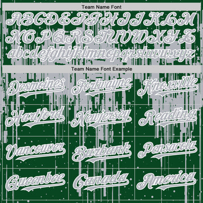 Custom Green Gray-White Dripping Splatter Bomber Full-Snap Varsity Letterman Hoodie Jacket