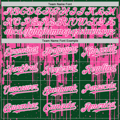 Custom Green Pink-White Dripping Splatter Bomber Full-Snap Varsity Letterman Hoodie Jacket