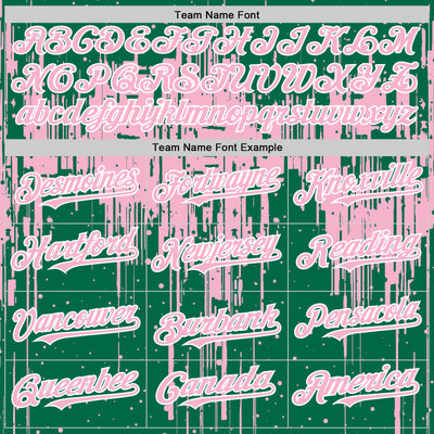 Custom Kelly Green Light Pink-White Dripping Splatter Bomber Full-Snap Varsity Letterman Hoodie Jacket