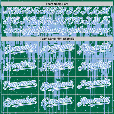 Custom Kelly Green Light Blue-White Dripping Splatter Bomber Full-Snap Varsity Letterman Hoodie Jacket