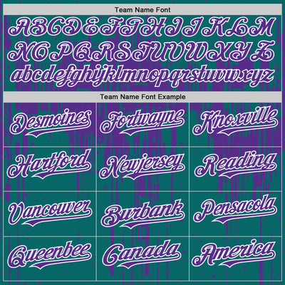 Custom Teal Purple-White Dripping Splatter Bomber Full-Snap Varsity Letterman Hoodie Jacket