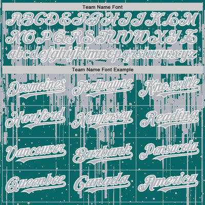 Custom Teal Gray-White Dripping Splatter Bomber Full-Snap Varsity Letterman Hoodie Jacket