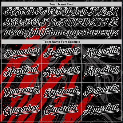 Custom Black Red-White Splash Bomber Full-Snap Varsity Letterman Hoodie Jacket