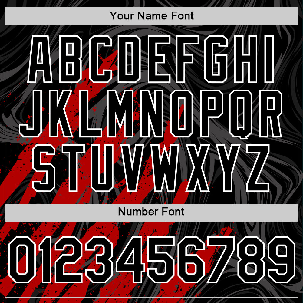 Custom Black Red-White Splash Bomber Full-Snap Varsity Letterman Hoodie Jacket