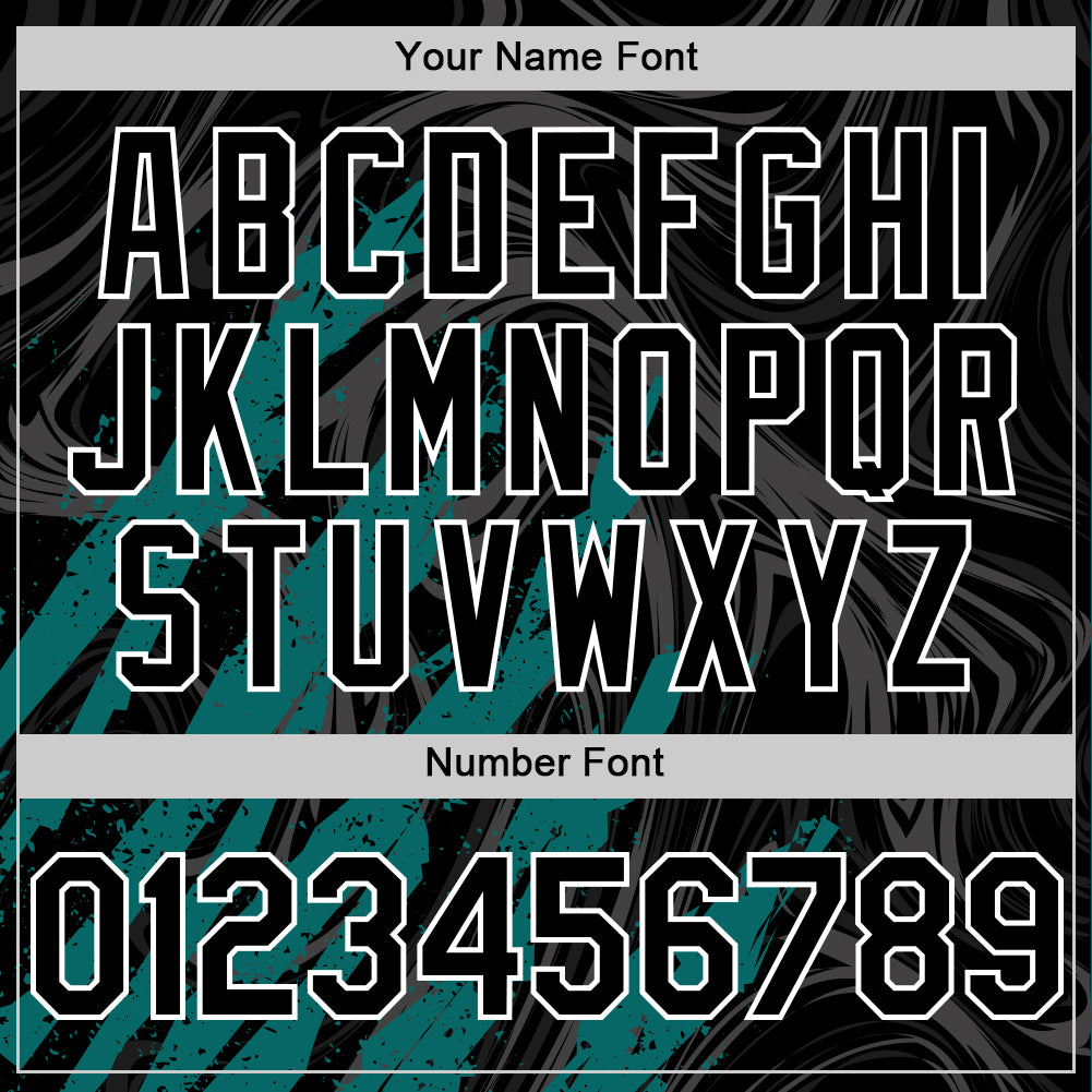 Custom Black Teal-White Splash Bomber Full-Snap Varsity Letterman Hoodie Jacket