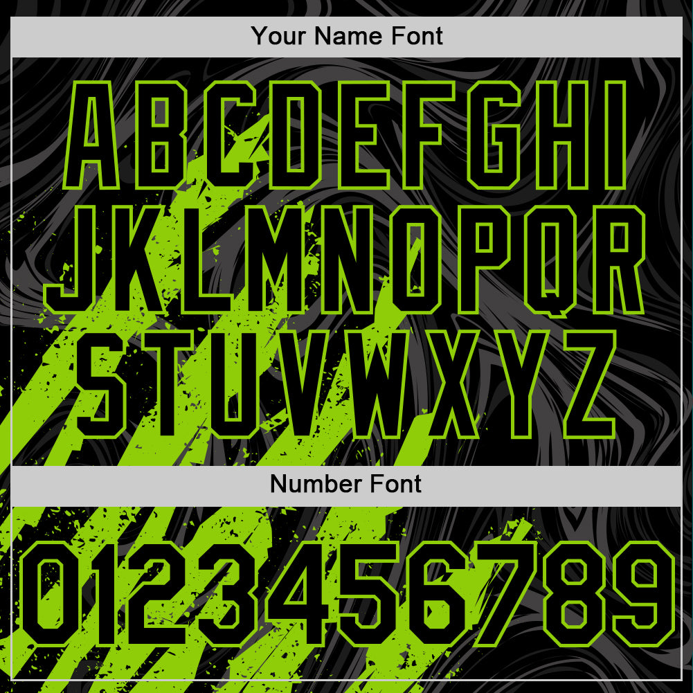 Custom Black Neon Green Splash Bomber Full-Snap Varsity Letterman Hoodie Jacket