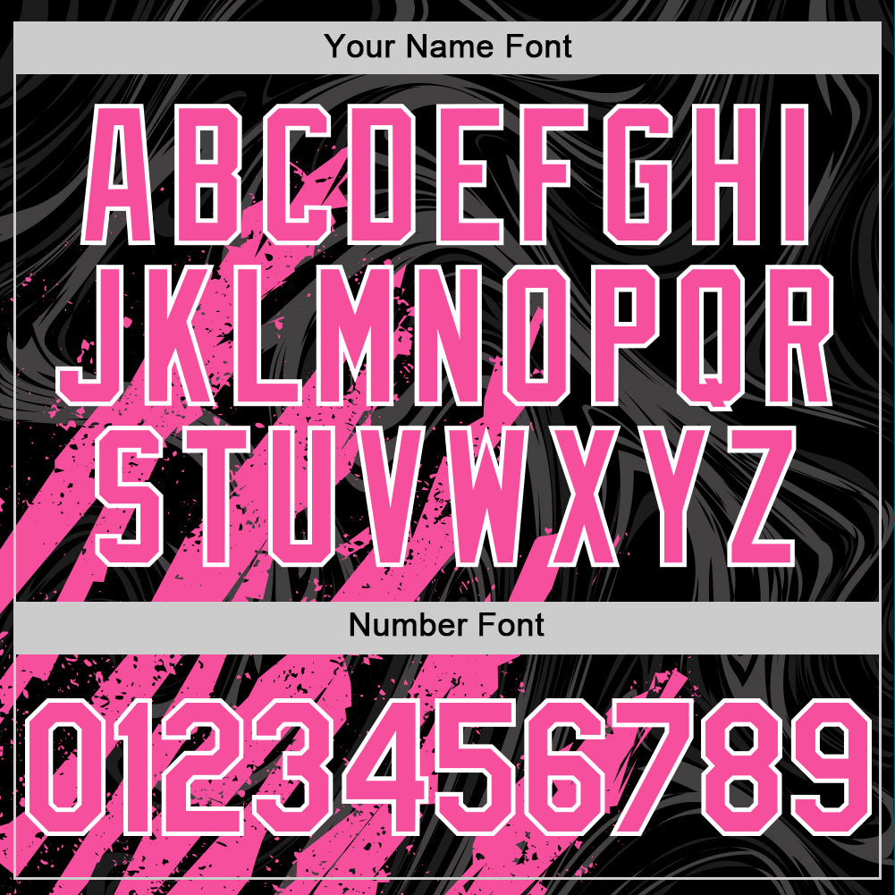 Custom Black Pink-White Splash Bomber Full-Snap Varsity Letterman Hoodie Jacket