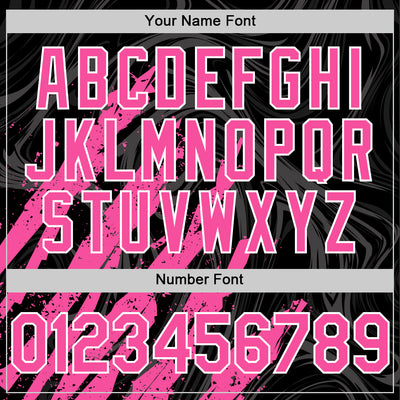 Custom Black Pink-White Splash Bomber Full-Snap Varsity Letterman Hoodie Jacket