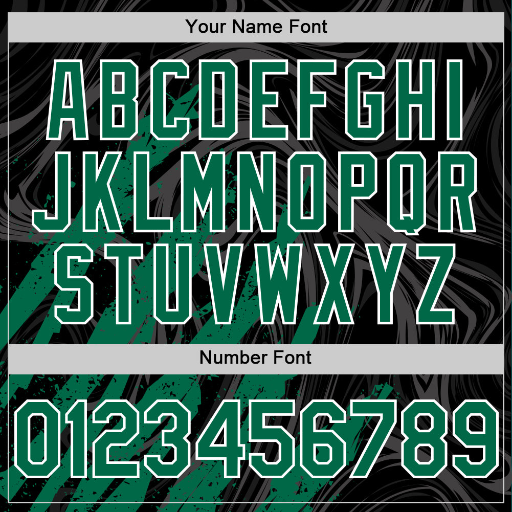 Custom Black Kelly Green-White Splash Bomber Full-Snap Varsity Letterman Hoodie Jacket