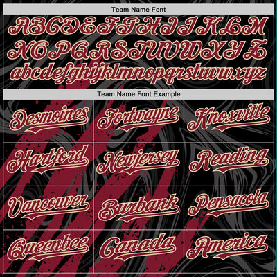 Custom Black Crimson-Cream Splash Bomber Full-Snap Varsity Letterman Hoodie Jacket