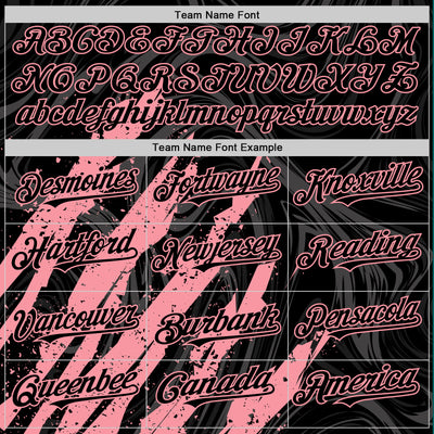 Custom Black Medium Pink-White Splash Bomber Full-Snap Varsity Letterman Hoodie Jacket