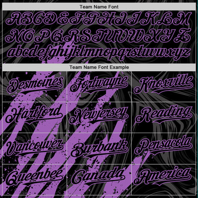 Custom Black Medium Purple-White Splash Bomber Full-Snap Varsity Letterman Hoodie Jacket