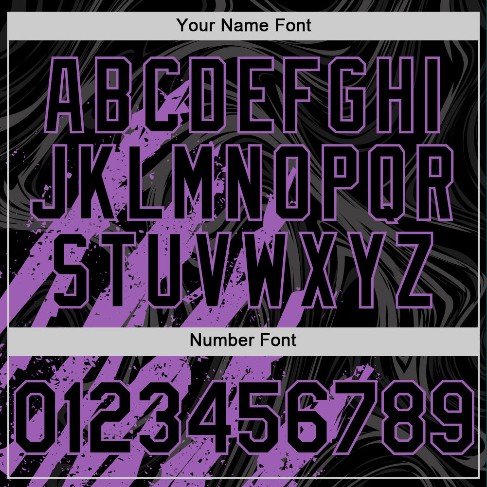 Custom Black Medium Purple-White Splash Bomber Full-Snap Varsity Letterman Hoodie Jacket