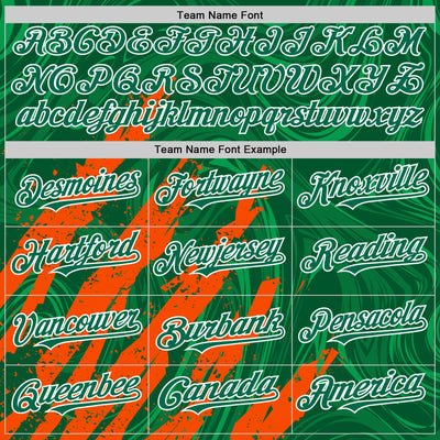 Custom Kelly Green Orange-White Splash Bomber Full-Snap Varsity Letterman Hoodie Jacket