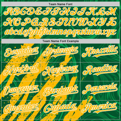 Custom Kelly Green Gold-White Splash Bomber Full-Snap Varsity Letterman Hoodie Jacket