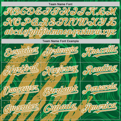 Custom Kelly Green Old Gold-White Splash Bomber Full-Snap Varsity Letterman Hoodie Jacket